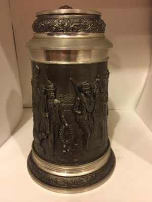 Silver tone metal stein