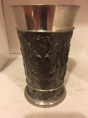 Silver tone metal goblet