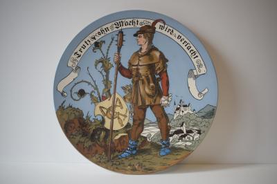 Plaque: 'Knight carrying weapon'