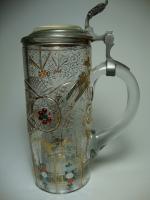 color decorated glass stein