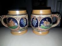 2 Mug Steins with castles