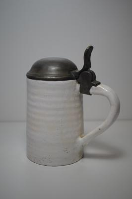 White glazed lidded stein