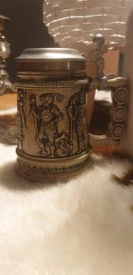 19th century beer stein knight