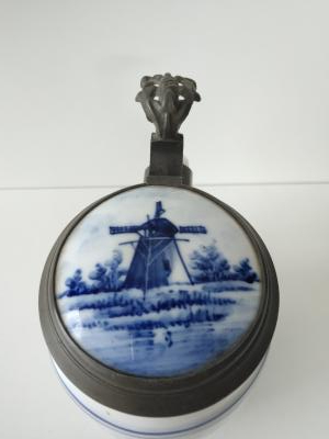 Porcelain stein with Dutch Windmills and lithopane