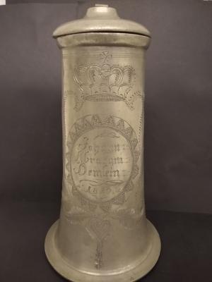 18th Century Engraved Memorial Flagon