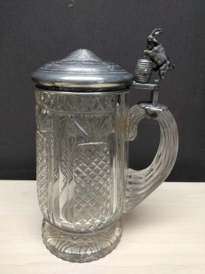 Cut glass stein, dated 1876