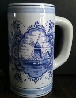 Late 20C Delft blue stein