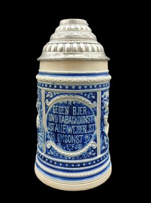 Salt-glazed stein with saying