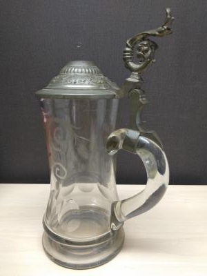 Glass stein with engravings