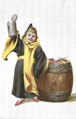 Postcard of Munich child with stein and barrel