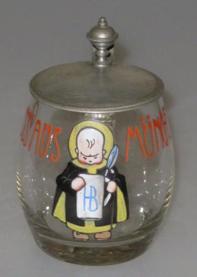 Enameled glass Munich Child decoration by Ludwig Hohlwein