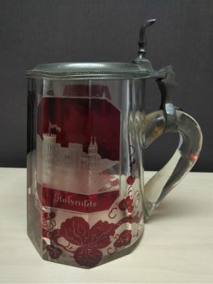 Glass souvenir stein