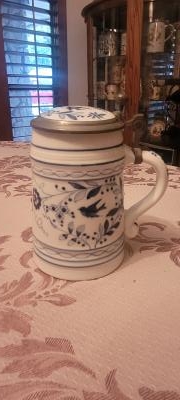 Blue Decorated Porcelain Stein