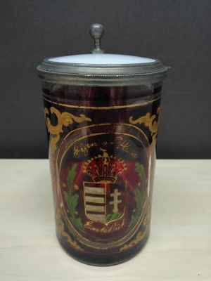 Glass stein with Hungarian coat of arms