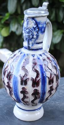 Narrow Neck Jug Westerwald 18th Century Bartmannkann