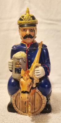 Domex Military Man Riding Barrel Character Stein