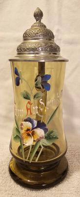 Theresienthal Root Beer Glass With Flowers and Zum Andenker