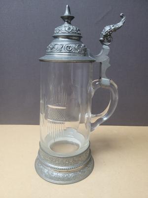 Glass stein, dated 1953