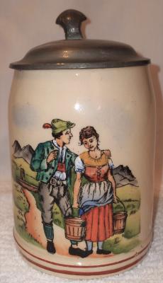 Water Girl Walking with Man Stein