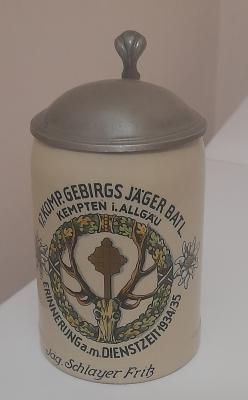 beer mug of a reservist of the Jaeger battalion