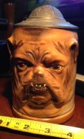 Bulldog's head character stein