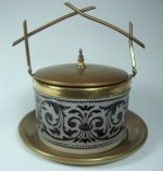 lidded jar with brass dish and lid