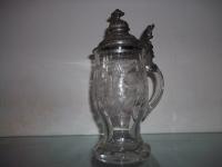 Clear glass engraved stein